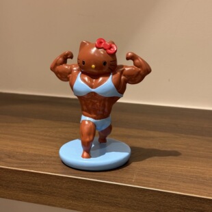 中古日单HelloKitty肌肉凯蒂猫摆件公仔闺蜜礼物复古儿童发圈收纳