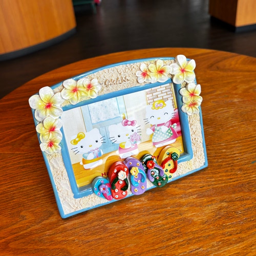三丽鸥hellokitty&Daniel夏威夷Hawaii扶桑花海岛vintage中古相框