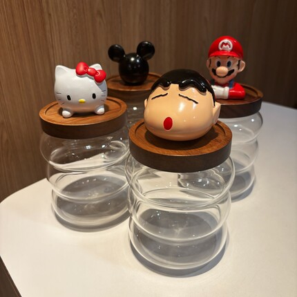 hellokitty马里奥密封罐食品级蜡笔小新咖啡杂粮收纳储物盒糖果罐