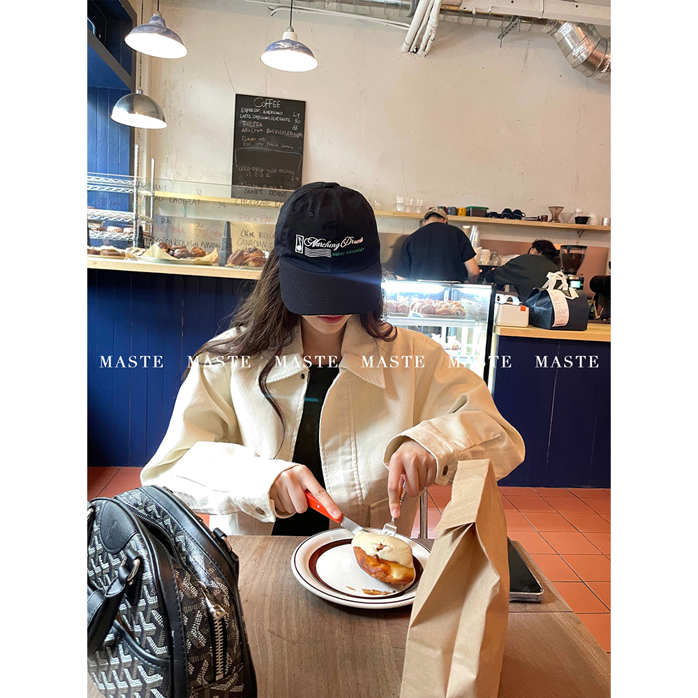 MASTE 松弛静奢 奶白秋冬复古老钱灯芯绒休闲外套  廓形夹克女