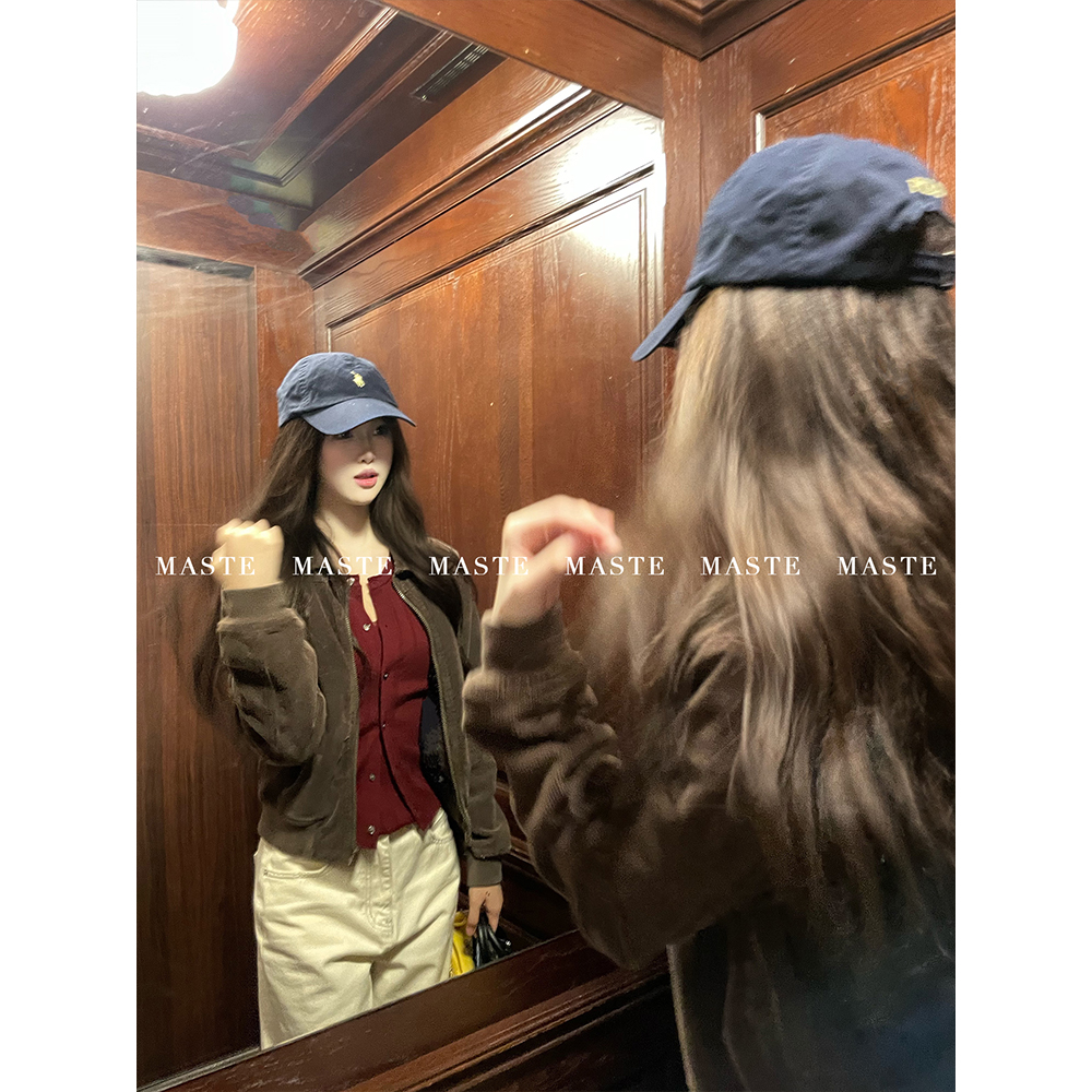 MASTE 曼哈顿之风 灯芯绒拉链短款薄棉外套 郑秀晶风复古小棉服