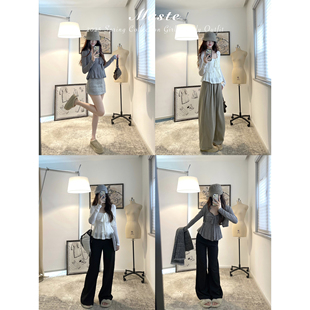 MASTE 随性浪漫 纯欲风蝴蝶结绑带V领软糯 双色打底两件套组