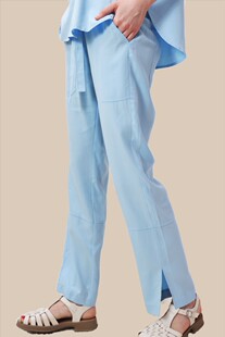 sandwich_荷兰设计师 夏装女轻薄腰带抽绳清爽透气冰凉直筒裤1882