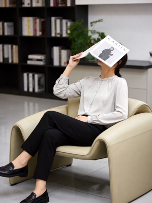 Sandwich复古莫代尔宽松欧美风轻薄款春夏秋长袖衬衫女