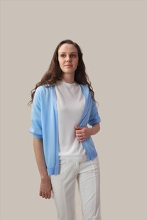 sandwich_荷兰设计师 夏装女五分袖简约百搭超薄舒适开衫1831