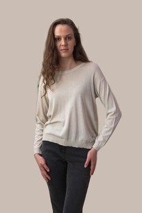 sandwich_荷兰设计师 春装冬棉米白色长袖圆领套头针织衫1751