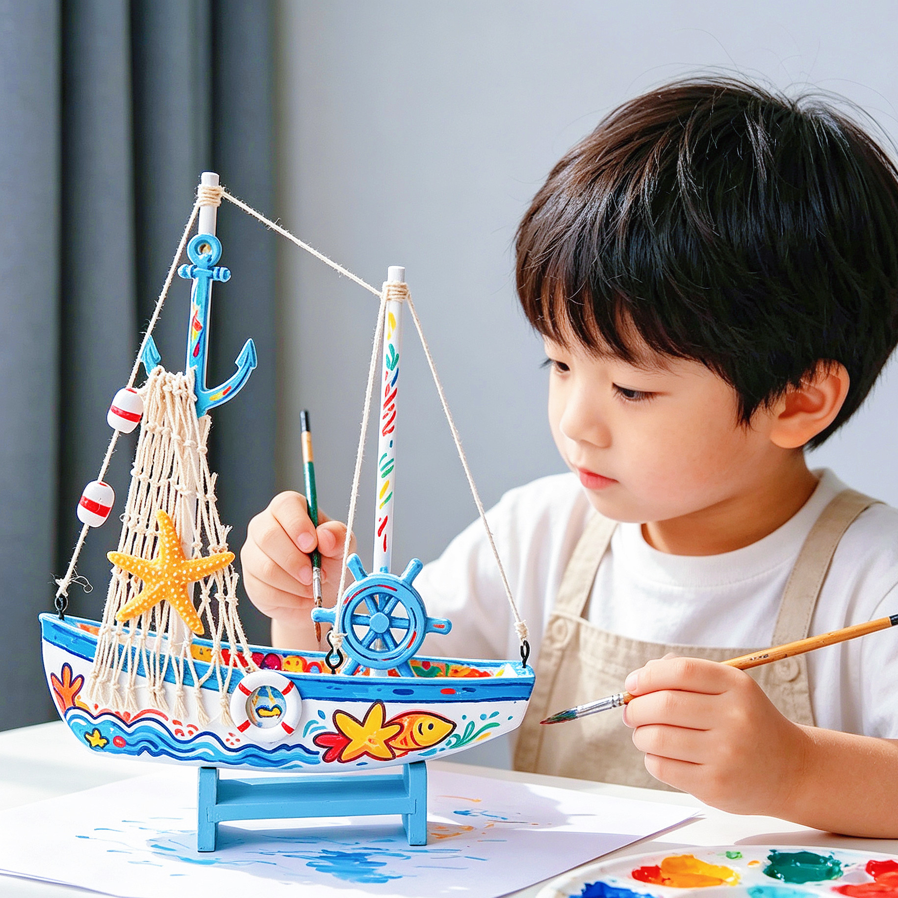 DIY彩绘帆船材料包团建暖场手工图片