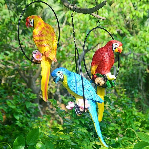 铁圈鹦鹉挂件园林庭院设计树木