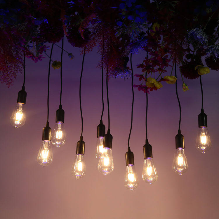 婚礼场景爱迪生吊灯婚庆吊顶装饰灯十头黑线钨丝灯迎宾区橱窗串灯