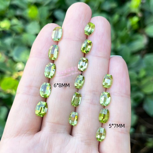 天然橄榄石裸石戒面 桥形5*7 6*8MM 橄榄石原石配石