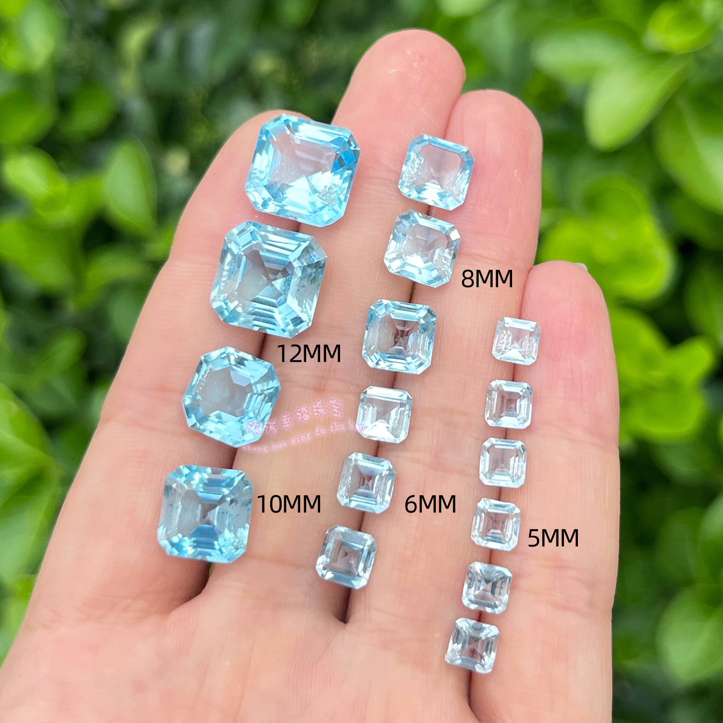 天然天空蓝托帕石 阿斯切工 5 6 8 10 12MM 托帕石裸石戒面原石