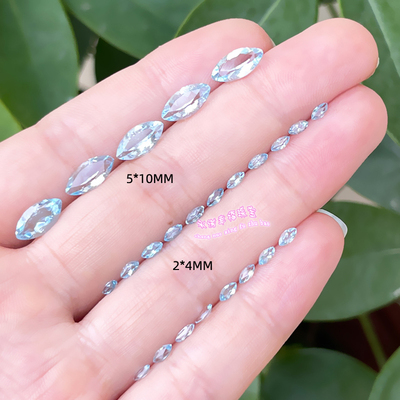 天然天空蓝托帕石裸石戒面马目形