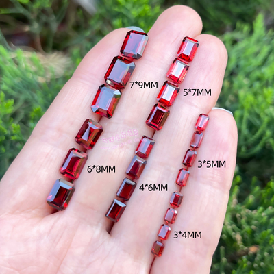 天然石榴石裸石戒面 长方形3*4MM-8*10MM 石榴石原石配石
