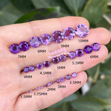 刻面圆形紫水晶裸石配石圆形1.5MM天然紫水晶裸石戒面10MM