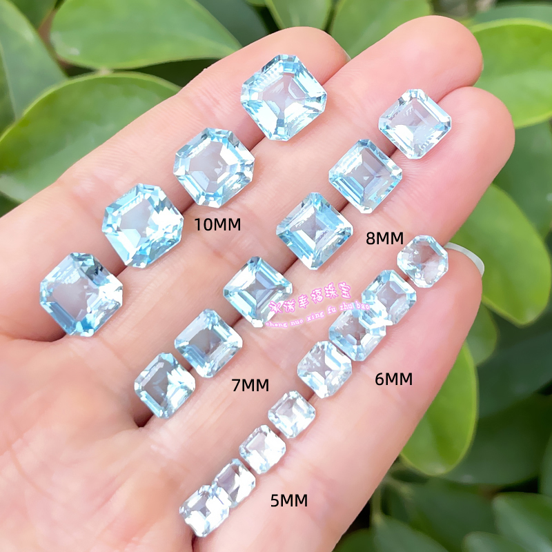 天然天空蓝托帕石裸石戒面