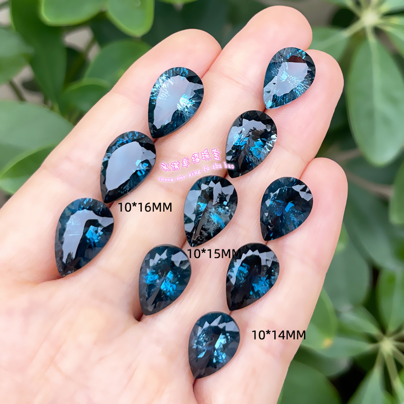 天然伦敦蓝托帕石裸石戒面