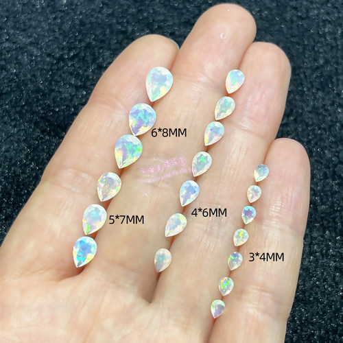 天然欧泊 水滴形3*4MM-7*10MM刻面切工 裸石戒面 欧泊原石