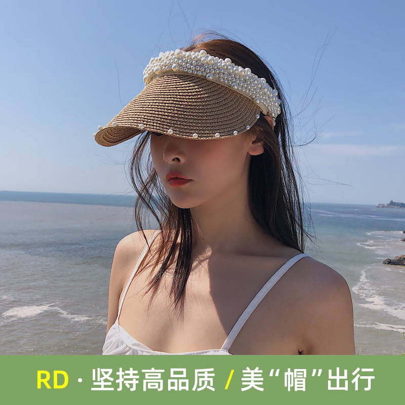 新款夏季珍珠遮阳帽甜美休闲