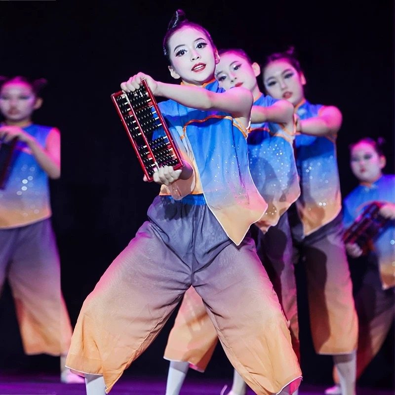 古典舞儿童幼儿园小算盘舞蹈演出服珠算口诀民族舞傣族舞中国风新