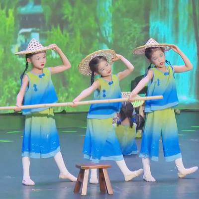 青青竹儿舞蹈服六一儿童表演服装渔梦渔阳春日竹童小儿垂钓演出服