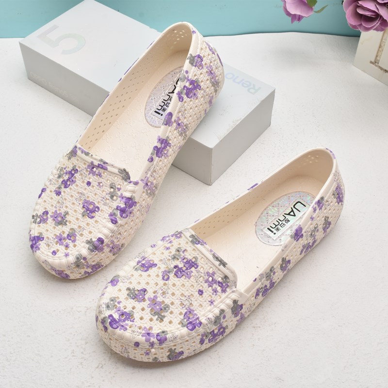 低帮印花休闲塑料女凉鞋