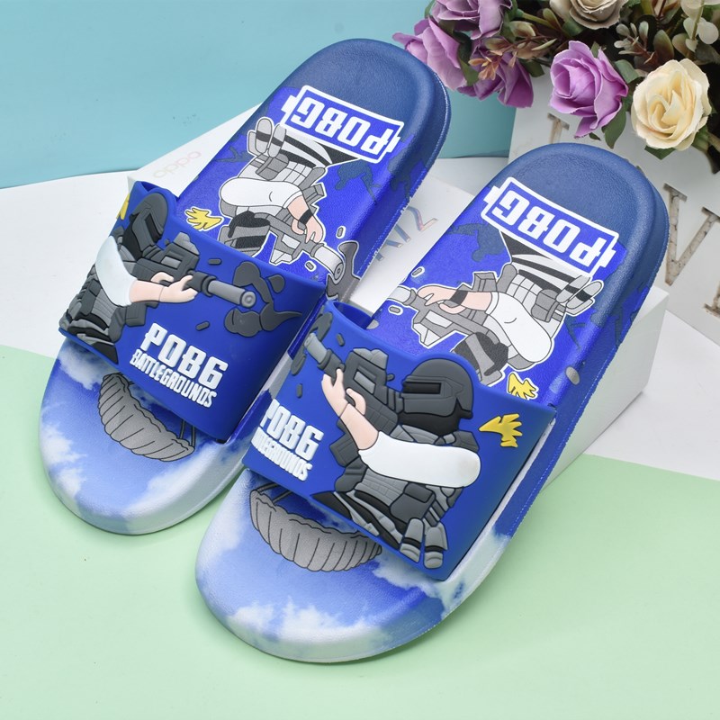 夏季中大童男孩吃鸡凉拖鞋时尚迷彩防滑软底一字拖学生男童儿童拖