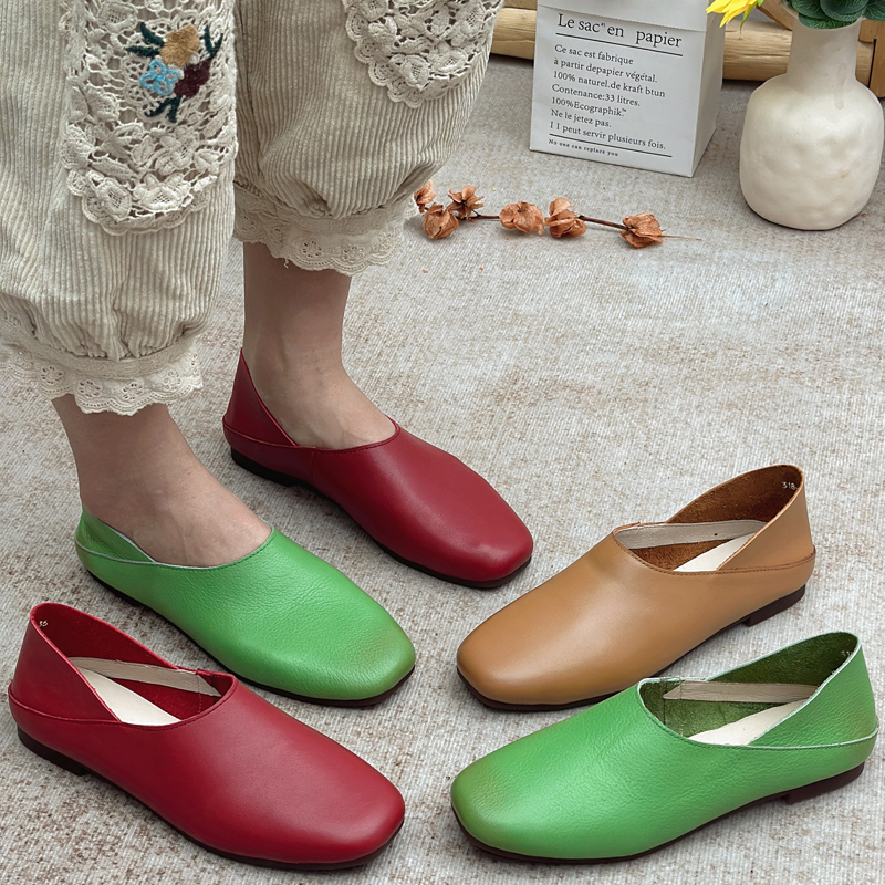 平跟平底鞋真皮春季新款