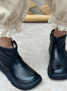 真皮厚底雪地靴女冬季保暖加绒短靴加厚羊毛大棉鞋防滑外穿马丁靴