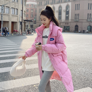 糖果色长款羽绒服女学院风宽松显瘦保暖外套图片
