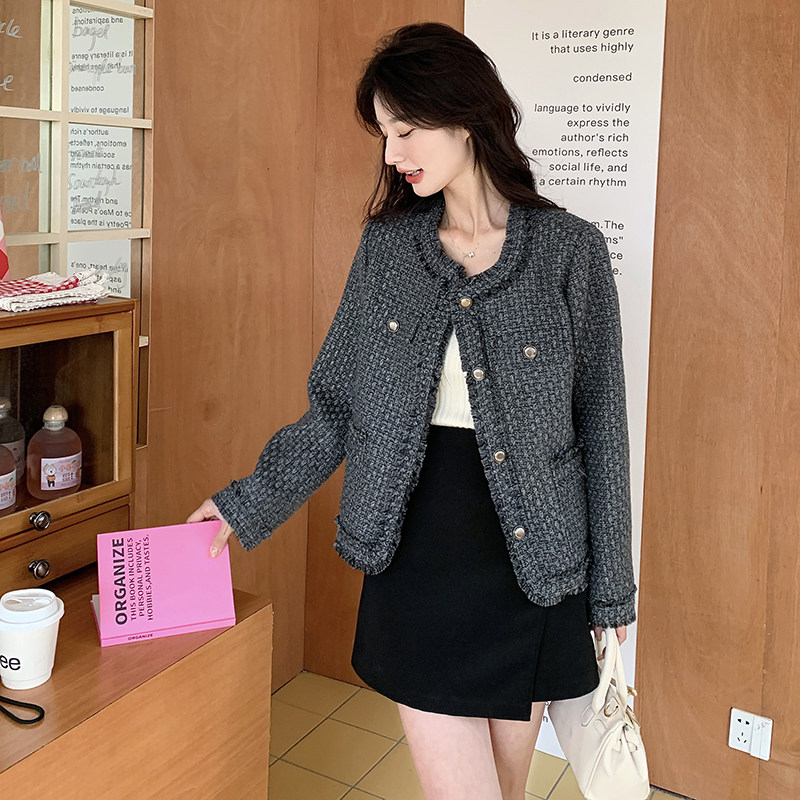 新款小香风外套女复古流苏短上衣显瘦百搭气质小个子,女装短外套,韩秀