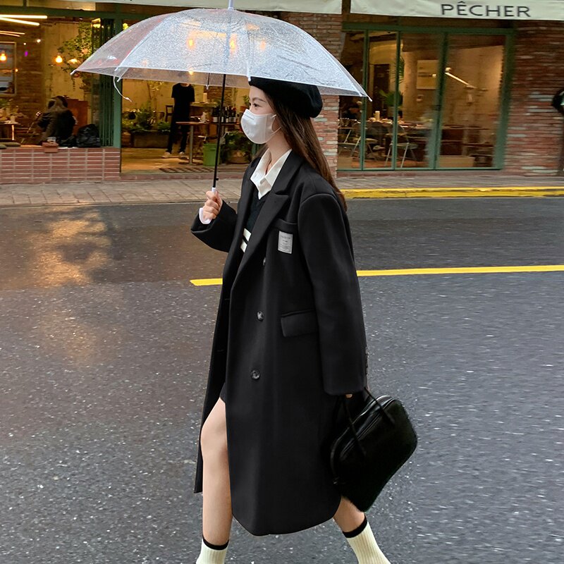 韩系驼色呢子大衣女秋冬新款美拉德气质高级感超好看加厚毛呢外套,女装毛呢外套,韩秀