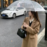 韩系驼色呢子大衣女秋冬新款美拉德气质高级感超好看加厚毛呢外套，女装毛呢外套，韩秀