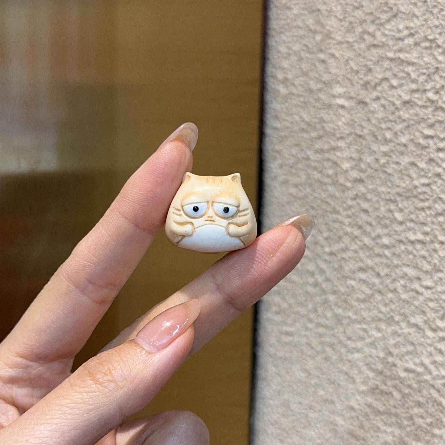 鹿角根付大猫diy配件手工编织材料手绳项链文玩佛珠挂件手串配饰