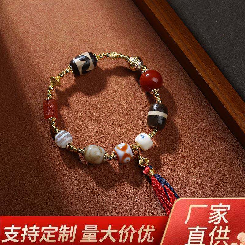 藏式多宝天珠手串解读虎牙天珠一线药师珠天眼天珠搭配复古民族风