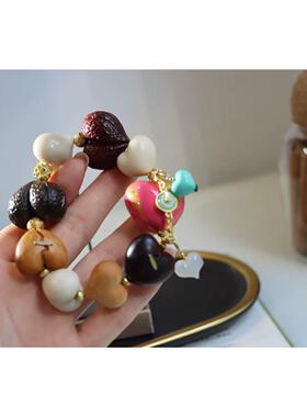 原创多宝爱心手链搭配檀木姬宝爱心象牙果爱心飘漆爱心松石爱心