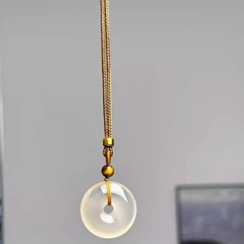 高冰马料玉髓平安扣新中式编绳项链高级感轻奢毛衣链女款