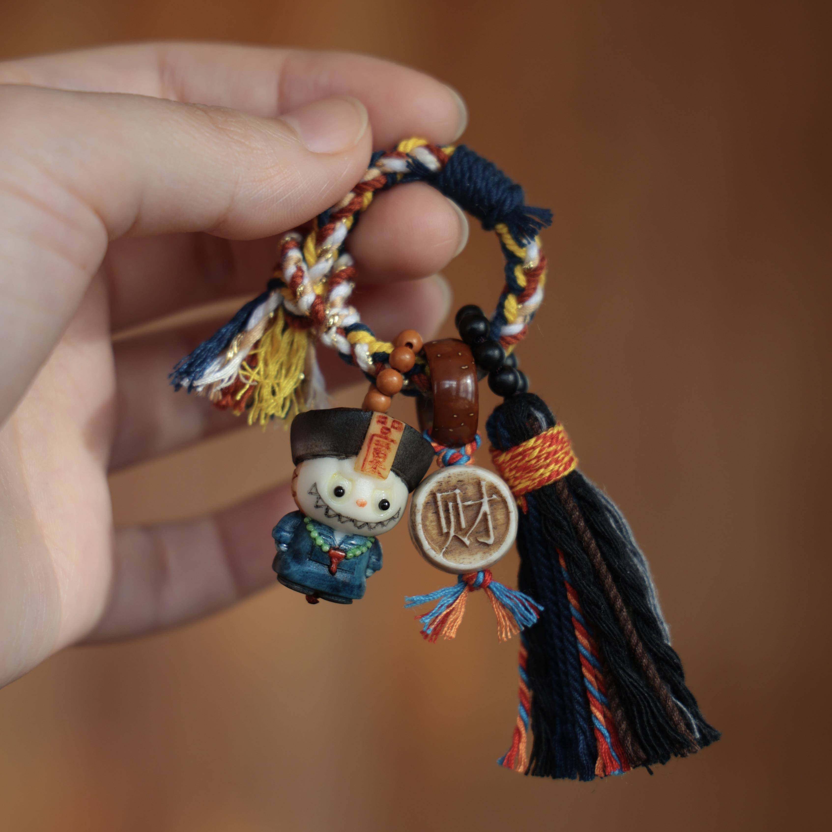 象牙果小僵尸牛骨财字牌紫金鼠跑环包挂钥匙扣原创设计万能扣挂件