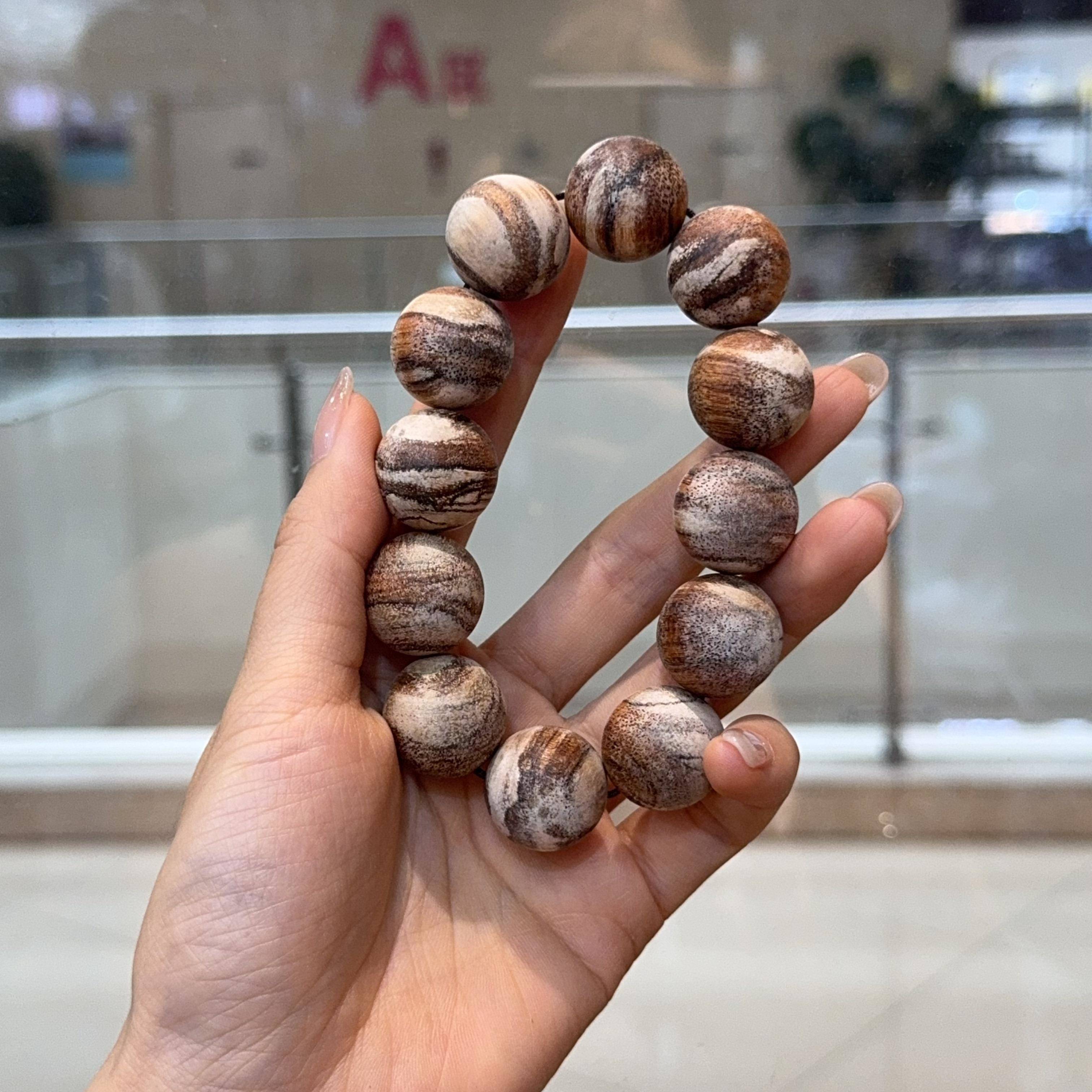 贡木沉香妖花单圈手链文玩手持盘玩编织手串饰品