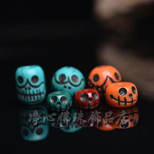 藏区雕刻阿呆料器配珠腰珠顶珠DIY半成品散珠配件文玩佛珠饰品