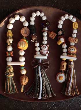 原创手作卡通吉祥挂饰品流苏手工编织可爱公仔多元素配饰包挂萌系