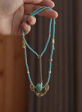 原创菱镁矿镶钻桶珠项链手链文玩时尚饰品女款百搭毛衣链挂饰礼物