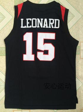 NCAA 圣迭戈州立大学15号莱恩纳德 黑色 白色刺绣新面料 篮球服