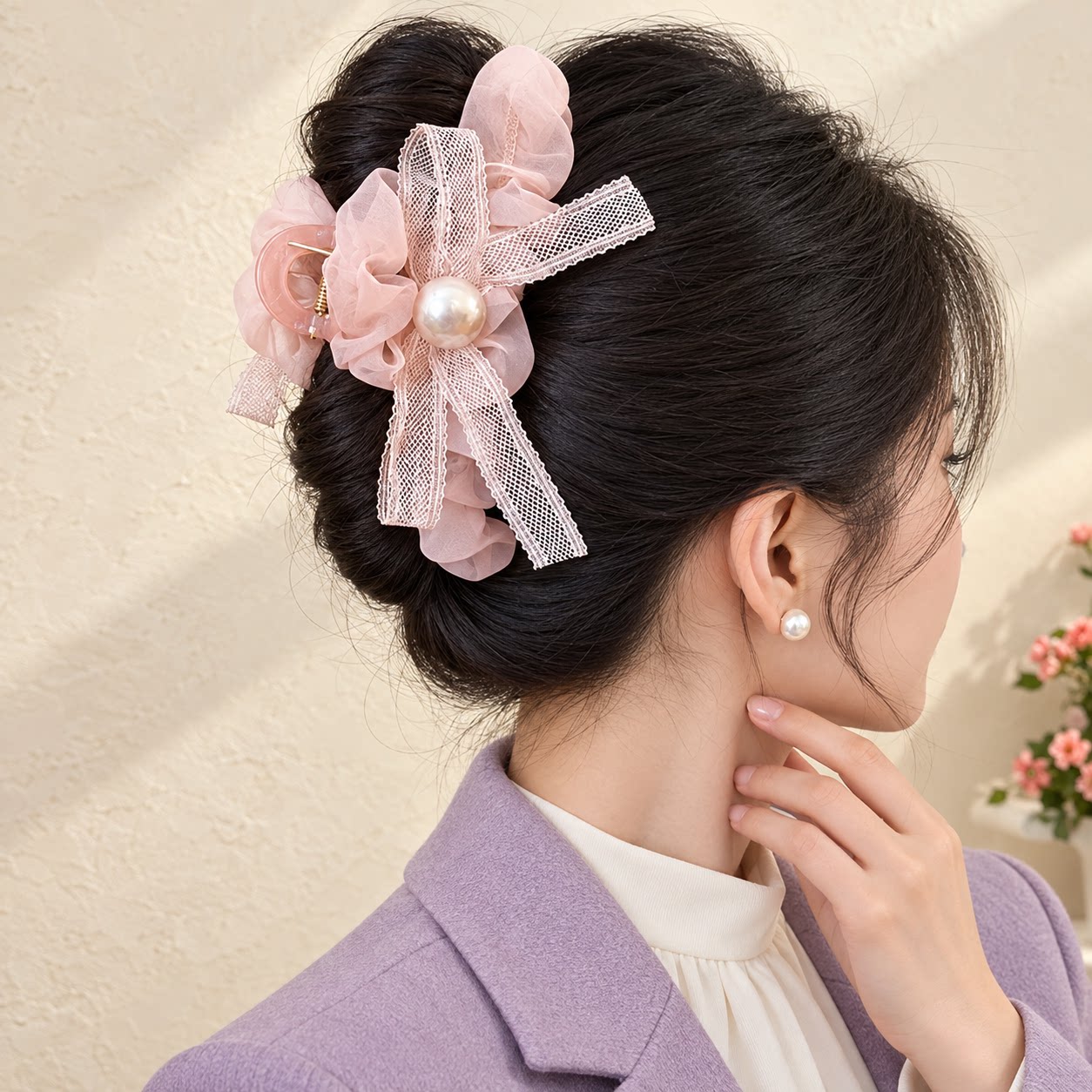 高级感亚银色发夹女2026新款高端抓夹大号发量多盘发鲨鱼夹子头饰