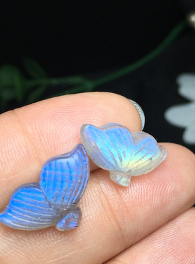 天然灰月光美人鱼雕刻件