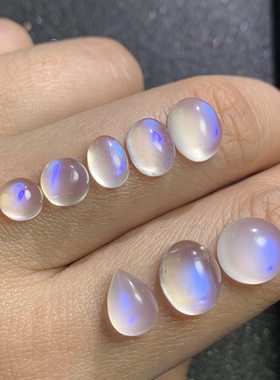 奶油体天然蓝月光石棉裂体戒面裸石斯里兰卡奶透体蓝光戒指吊坠