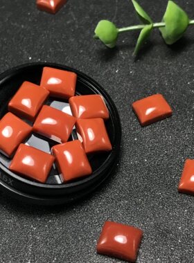 长方形！天然南红长方形戒面柿子红满色满肉蒙料镶嵌戒指吊坠耳钉