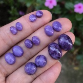 耳钉料 天然紫龙晶戒面裸石老矿料蛋面原石镶嵌绕线耳钉非舒俱来