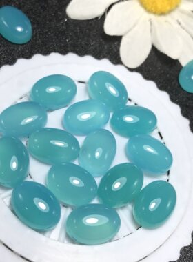 天然天河石色玉髓！蛋面裸石戒面