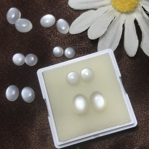 耳钉料！天然星辉椭圆形月光石