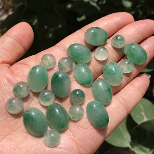 天然非洲翠裸石戒面飘花绿蛋面镶嵌戒指吊坠耳钉手链手工DIY